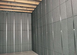 SilverGlo™ insulation and metal studs making up our Basement to Beautiful™ panels